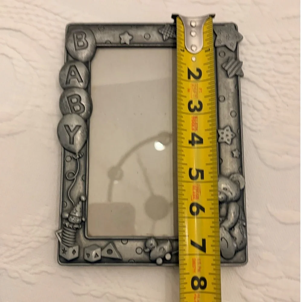 Baby Picture Frame Pewter Style Teddy Bear Balloons Shower Gift Nursery Decor